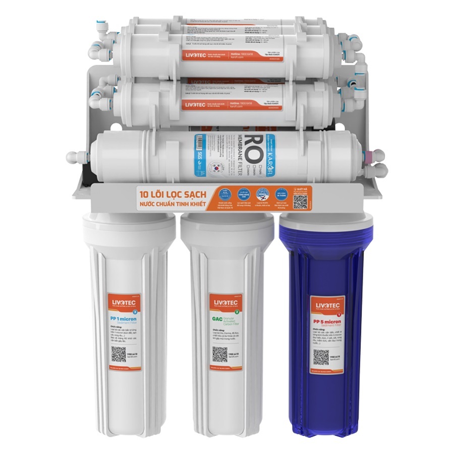 Máy Lọc Nước Để Gầm Karofi LIVOTEC 216, Màng RO 100GPD Hàn Quốc 10 Lõi Lọc, Hàng Chính Hãng