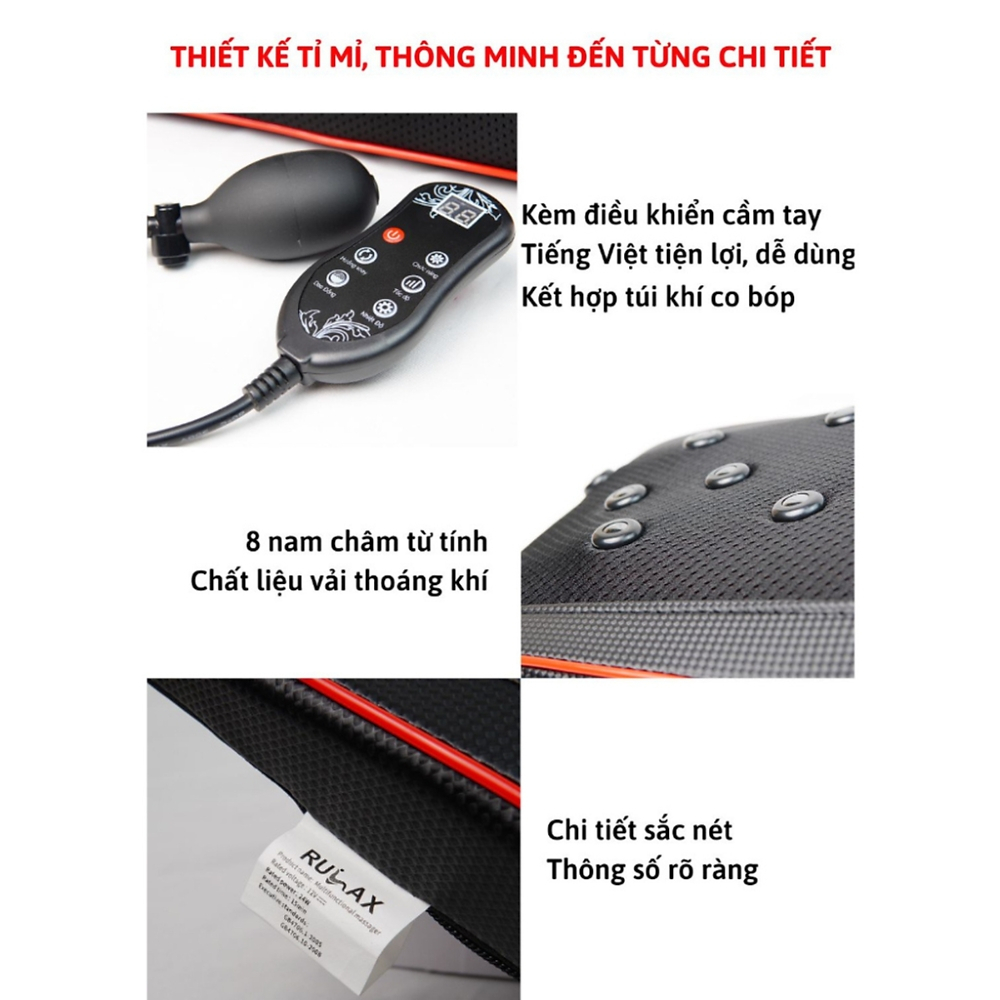 Gối massage cổ vai gáy, máy massage hồng ngoại 20 bi cao cấp