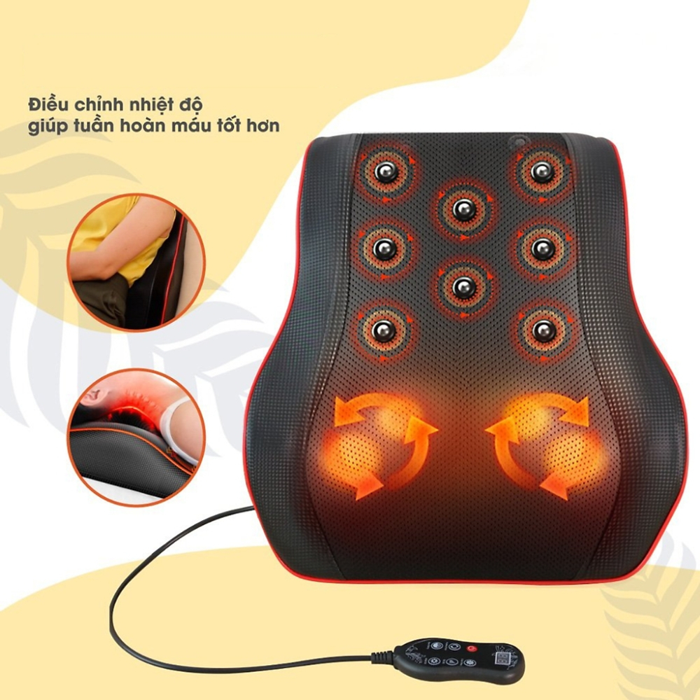 Gối massage cổ vai gáy, máy massage hồng ngoại 20 bi cao cấp