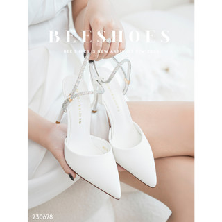 Giày cao gót beeshoes nữ mũi nhọn - giày cao gót nữ gót nhọn cao 10 phân sẵn màu đen - kem 230678
