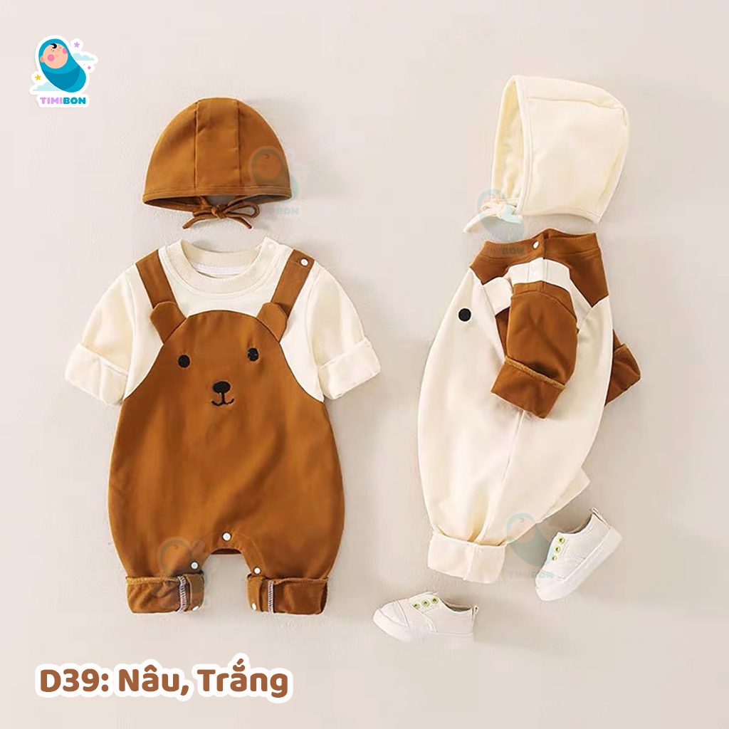 Body Dài Tay Cho Bé Hình Gấu Dễ Thương, Bodysuit Cho Bé Gái Bé Trai Chất Cotton Mẫu Quần Áo Sơ Sinh -
