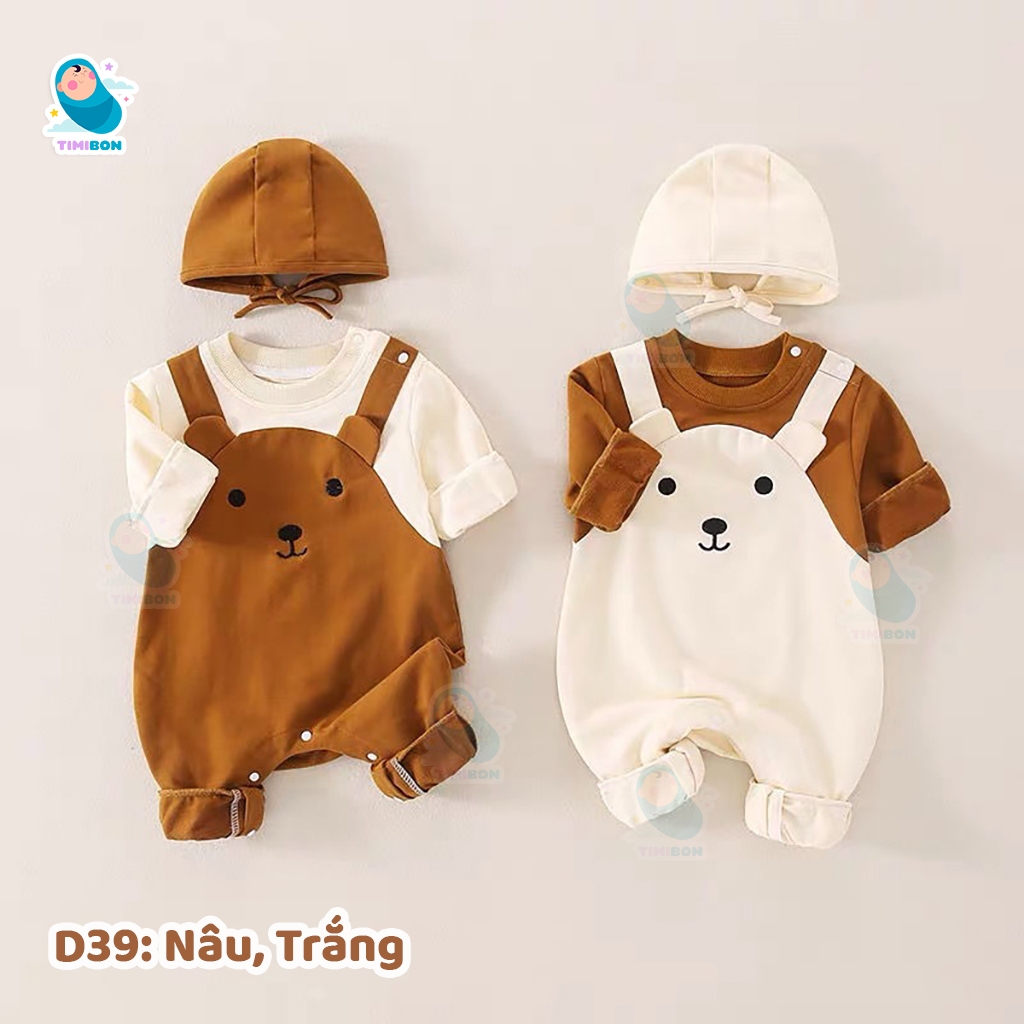 Body Dài Tay Cho Bé Hình Gấu Dễ Thương, Bodysuit Cho Bé Gái Bé Trai Chất Cotton Mẫu Quần Áo Sơ Sinh -