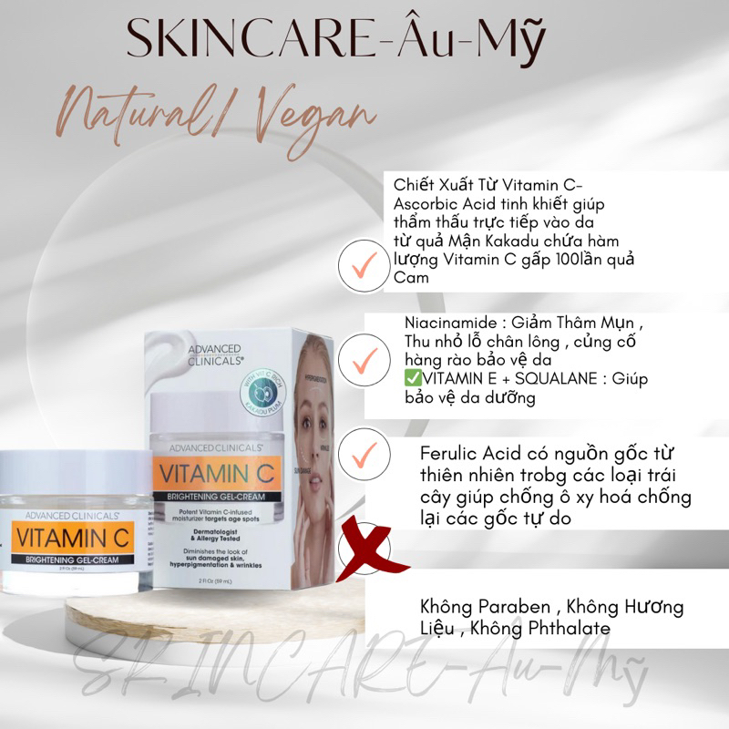 Kem Mặt Advanced Clinicals Vitamin C Hyaluronic Retinol 59ml
