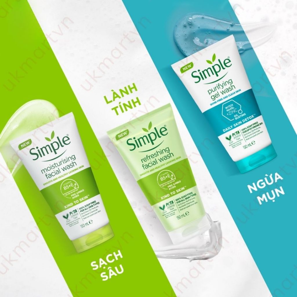Sữa Rửa Mặt Simple Dành Cho Da Khô, Da Nhạy Cảm Moisturising Facial Wash 150ml