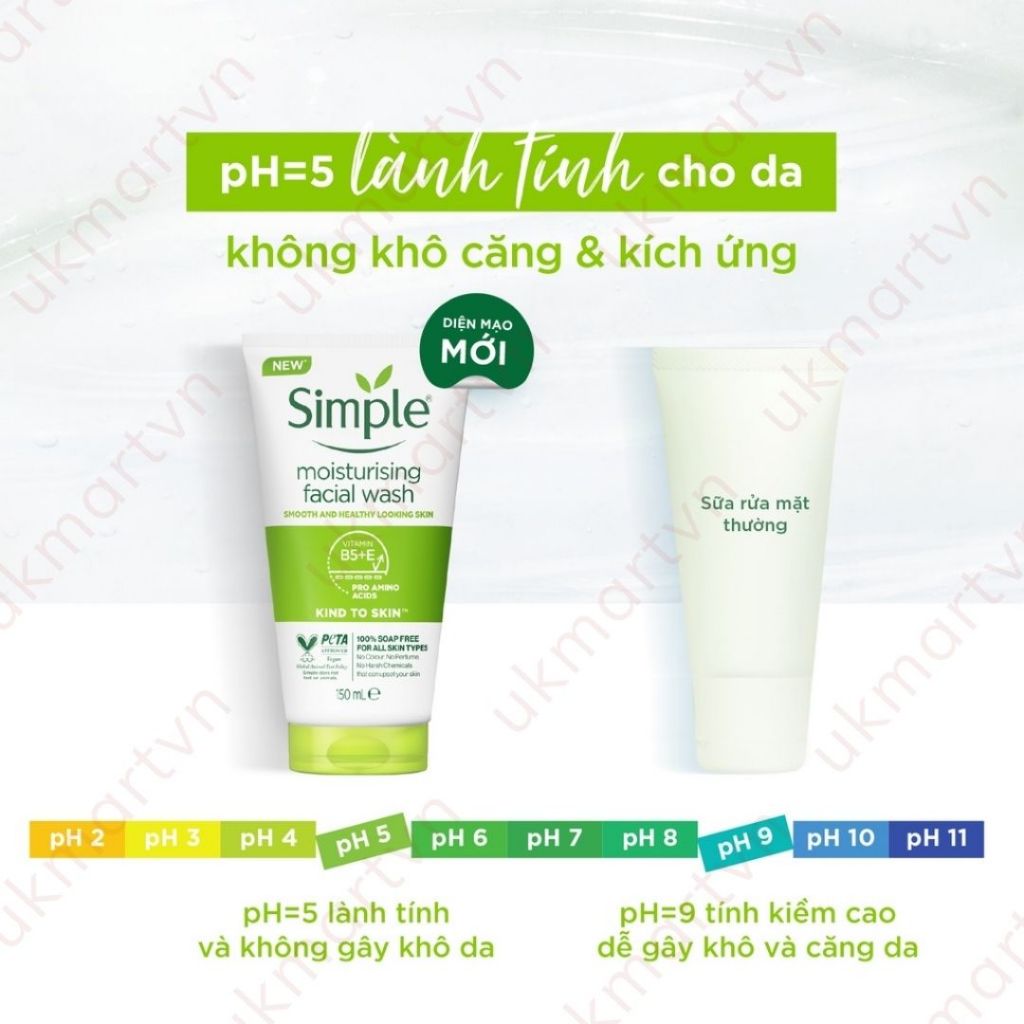 Sữa Rửa Mặt Simple Dành Cho Da Khô, Da Nhạy Cảm Moisturising Facial Wash 150ml