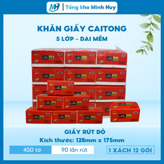 Giấy Rút CaiTong Đỏ 5 Lớp( 1 Xách 12 gói nhỏ)