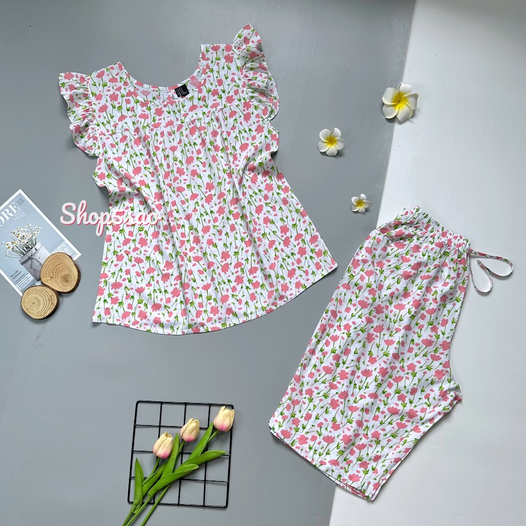 Đồ tole nữ, đồ bộ lanh mặc nhà cánh tiên lửng F21 VNXK (43-75kg) cao cấp, có Bigsize - SHOP5SAO