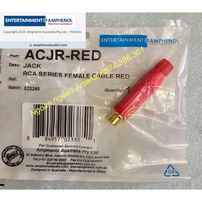 Jack rắc Av rca hoa sen cao cấp nhập khẩu hãng Amphenol