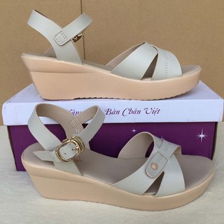 Dép cao gót sandal bt nữ đế cao 5cm bpw000488kem
