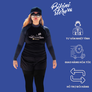 BikiniStoreVn : Đồ bơi nữ big size 70kg 80kg 90kg kín đáo S42 - Đồ bơi 5 món tay dài quần đùi quần dài - Đồ tắm biển nữ