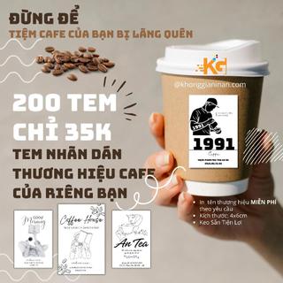 200 Tem nhãn giấy có keo sẵn dán chai ly cafe. Kích thước 4x6cm - in 1 màu đen - by khonggianinan.com