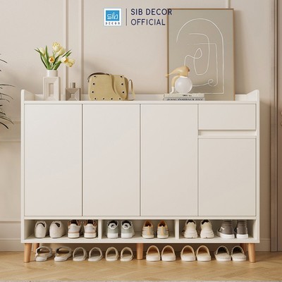 [Giao lắp tại TP.HCM] Tủ Giày Gỗ Nhiều Ngăn Đa Năng Thương Hiệu SIB Decor Màu Trắng TG20