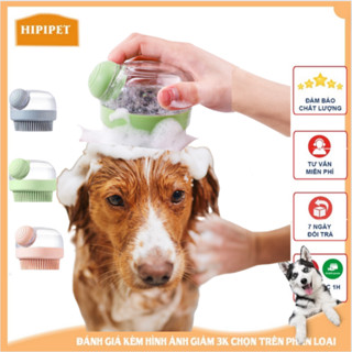 Bàn chải tắm chó Hipipet đầu silicon massage tạo bọt nhanh tiết kiệm nước có khay đựng sữa tắm