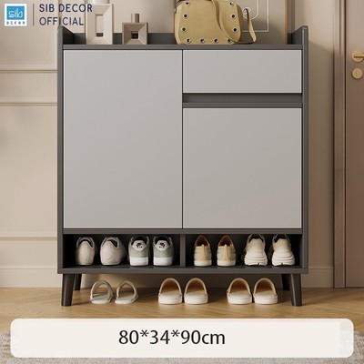 [Giao lắp tại TP.HCM] Tủ Giày Gỗ Nhiều Ngăn Đa Năng Thương Hiệu SIB Decor Màu Xám Đậm Phối Xám Nhạt TG21