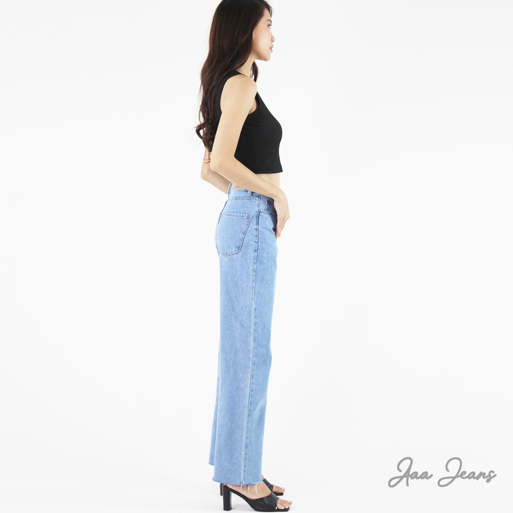 Quần Jean Ống Rộng Nữ Lưng Cao Baby Blue Aaa Jeans