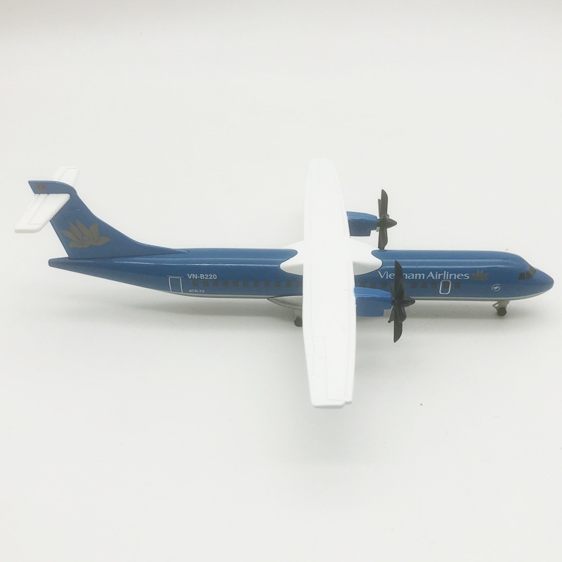Đồ chơi mô hình máy bay Vietnam Airlines ATR KAVY bằng hợp kim nguyên khối có chân đế,cánh quay được dài 20cm