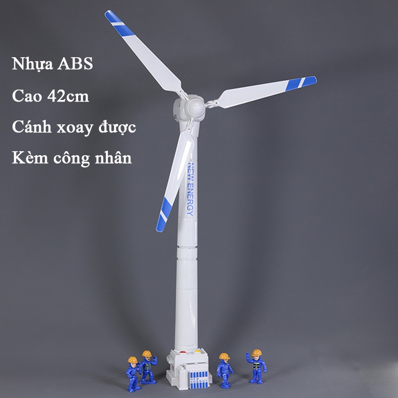 Đồ chơi mô hình cối xay gió KAVY kèm 4 công nhân chất liệu nhựa ABS, kích thước lớn cao 42cm