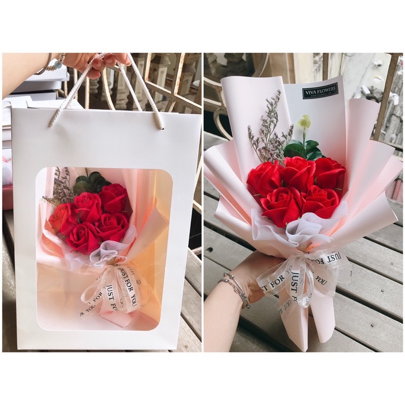 1 Túi Giấy Mặt Kính Đựng Hoa size 36x25x12