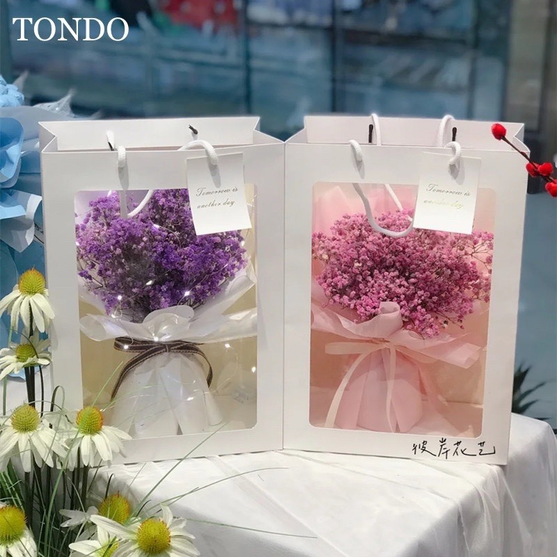 1 Túi Giấy Mặt Kính Đựng Hoa size 36x25x12