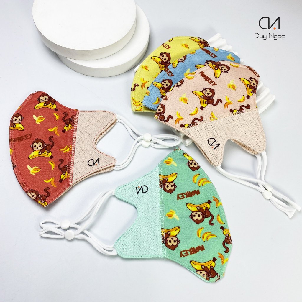 Khẩu trang vải trẻ em trung cao cấp Duy Ngọc - Monkey plus, dành cho bé 6-12 tuổi (4442)