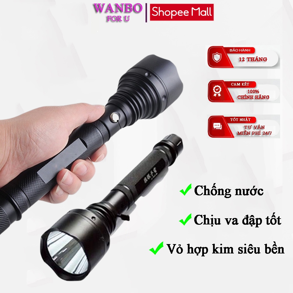 Đèn Pin Siêu Sáng KAW - S015 , Đèn Pin Cầm Tay Chống Nước Pin 4800Mah Vỏ Hợp Kim