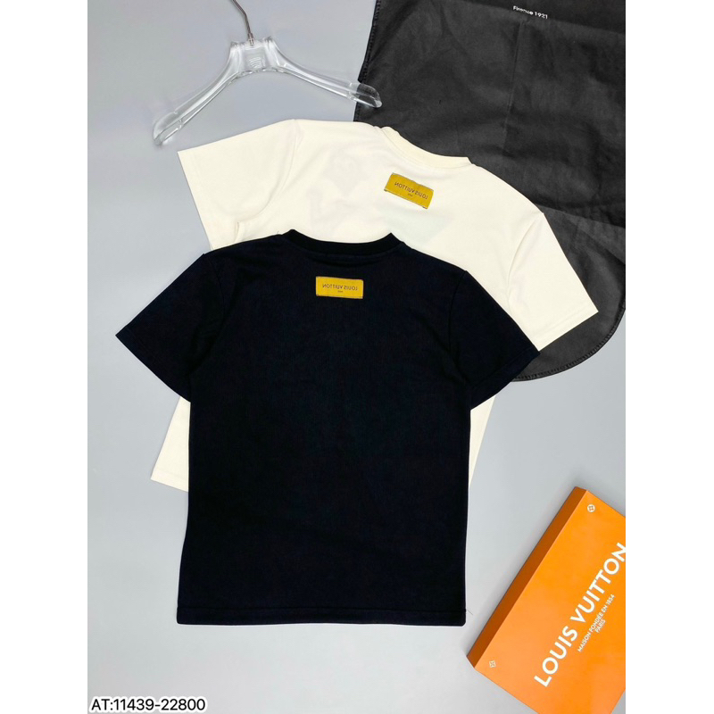 Áo phông len hoạ tiết lv máy bay mặt cười,áo len cộc tay thêu bông lv icon xanh đơn giản