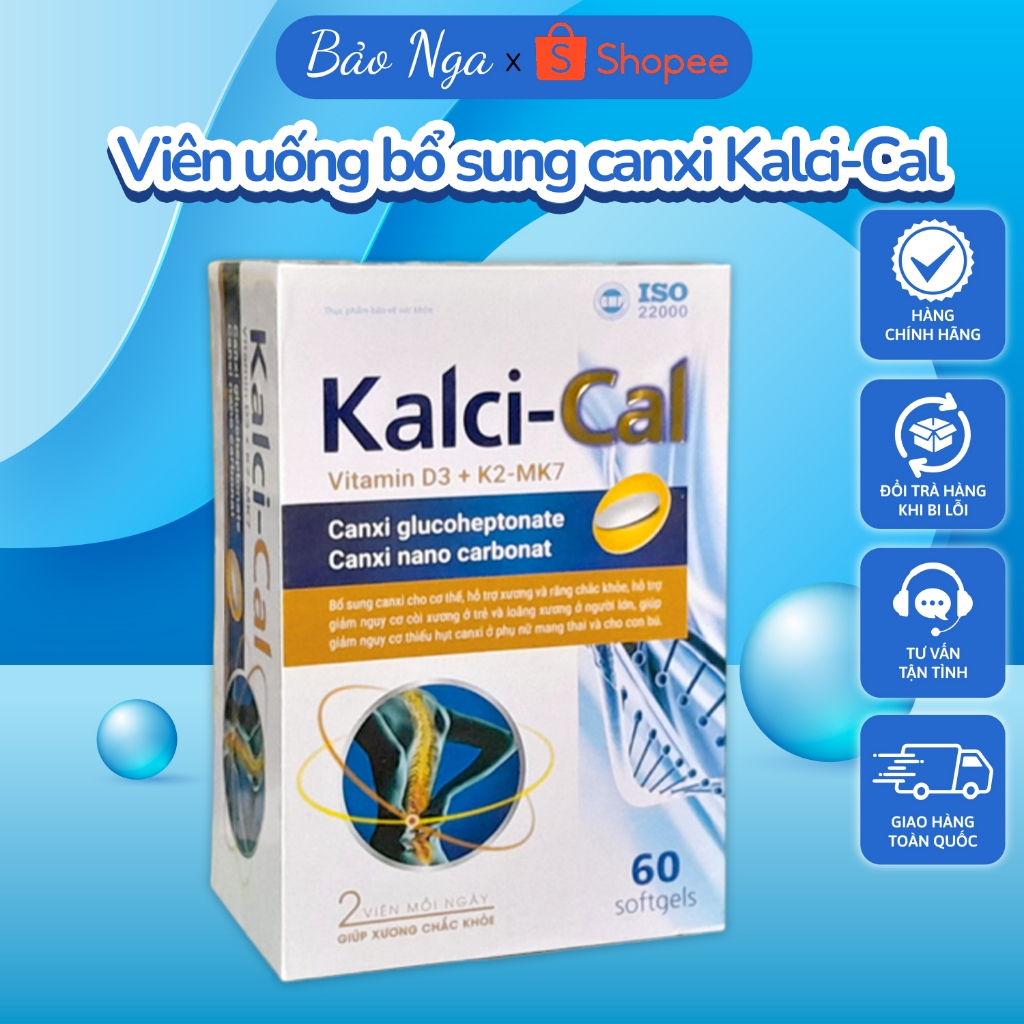 Viên uống bổ sung canxi Kalci-Cal hỗ trợ phát triển chiều cao, xương răng chắc khoẻ lọ 60 viên