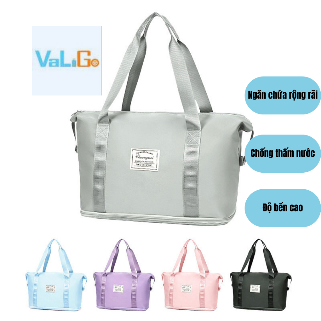 Túi du lịch đa năng, túi xách nữ cỡ lớn 2 tầng chống thấm cao cấp dùng xách du lịch, xách tập gym có thể gấp gọn
