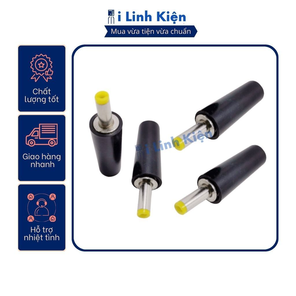 Jack nguồn DC đực 5.5x2.1mm / 5.5x2.5mm loại tốt lõi nhựa vàng
