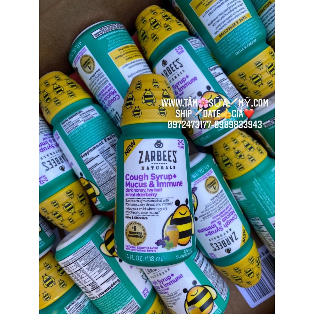 Siro ho tăng đề kháng cho bé  Zarbee's 118ml cho bé từ 2-12 tuổi
