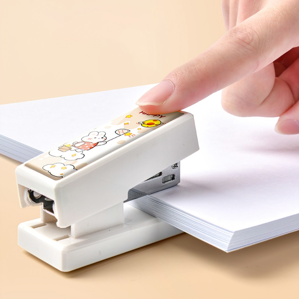 Máy dập ghim bấm mini sắc màu kèm hộp 400 ghim -BeloveShop