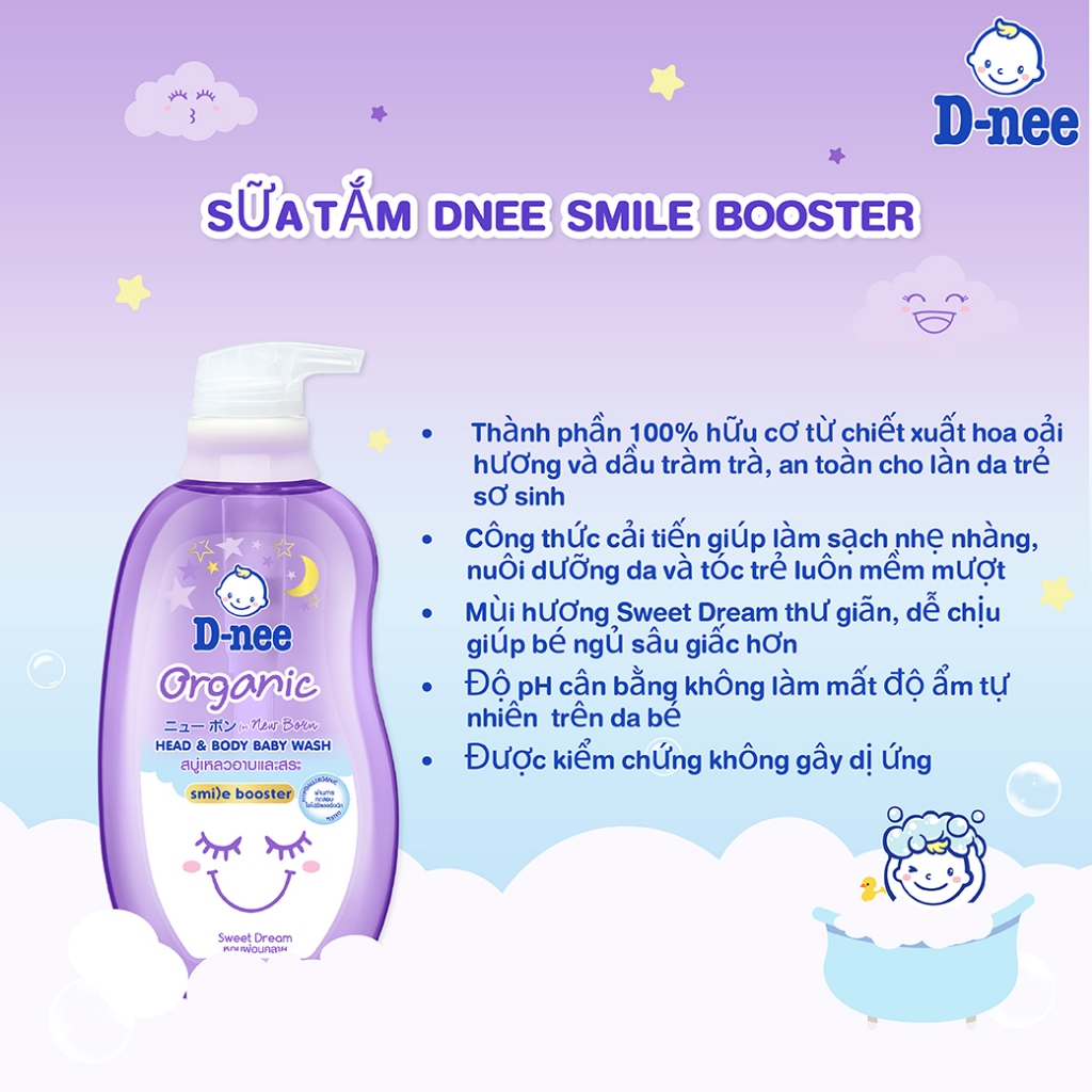 Tắm gội toàn thân em bé (<3 tuổi) D-nee 800 ML - Sweet Dream (Smile Booster Series)