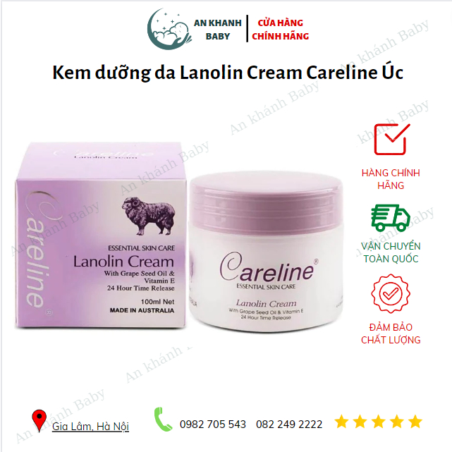 Kem dưỡng da Lanolin Cream Careline Úc