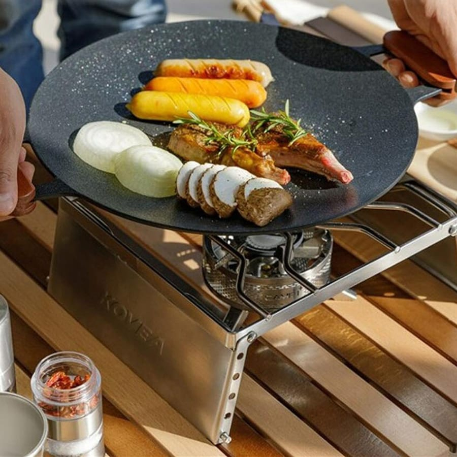 Chảo nướng đá không dầu Hàn Quốc size 34cm ,chảo nướng thịt BBQ chống dính dùng được cho mọi loại bếp, chất liệu ca