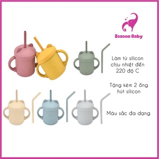 Cốc tập hút Silicon cho bé 2 in 1 vừa tập hút vừa làm cốc uống nước cho bé chất liệu Silicon cao cấp - Zozoon Store