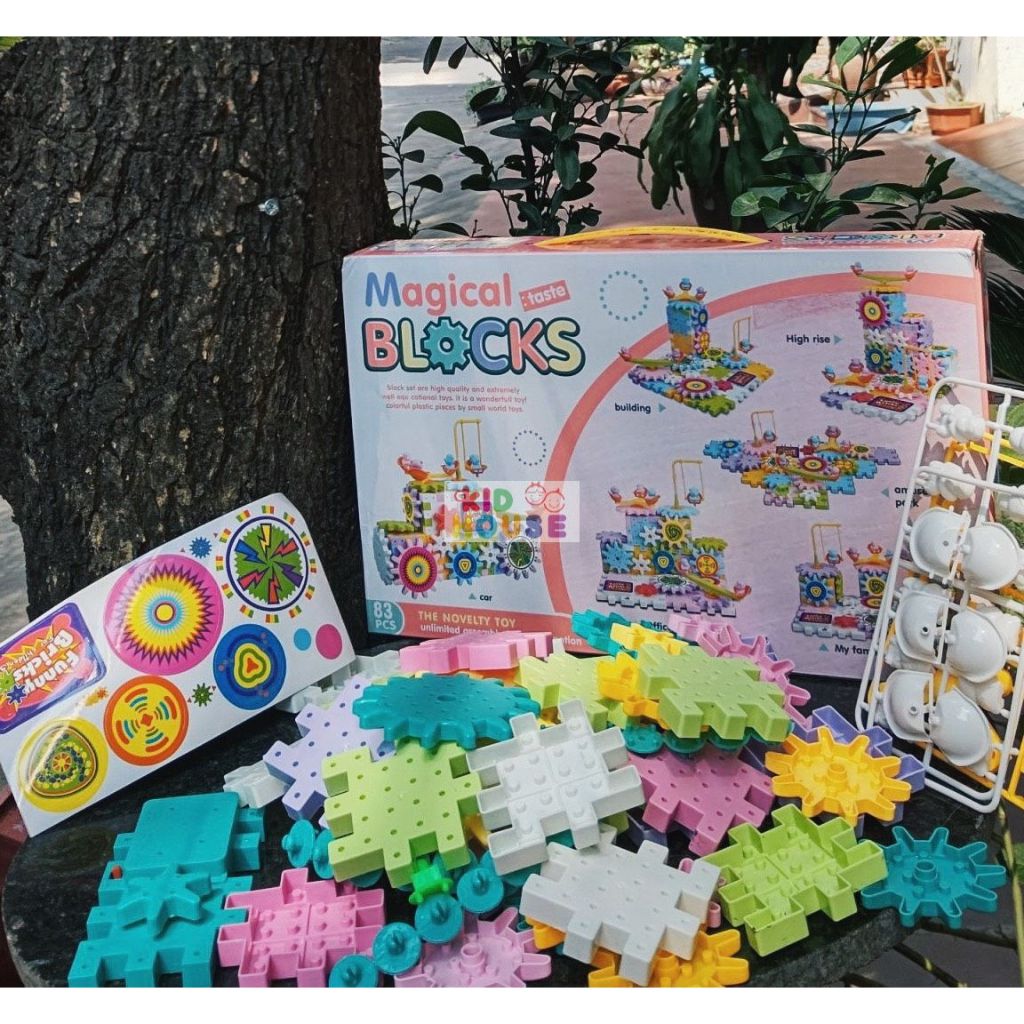 Xếp hình bánh răng 83, 135, 203 chi tiết, đồ chơi lắp ráp mô hình bánh răng chuyển động thông minh cho bé