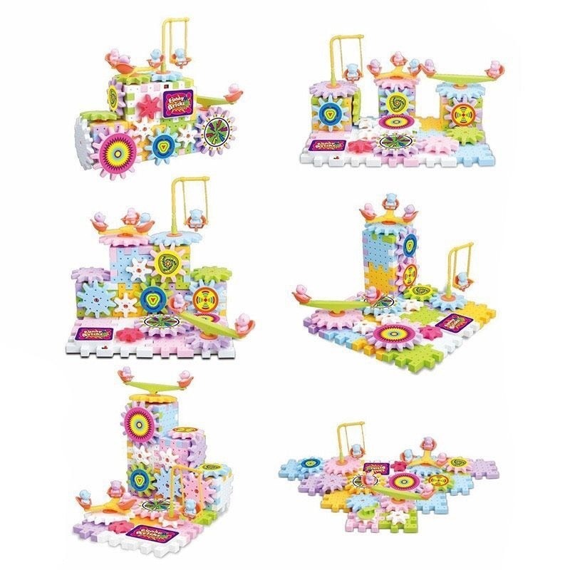 Xếp hình bánh răng 83, 135, 203 chi tiết, đồ chơi lắp ráp mô hình bánh răng chuyển động thông minh cho bé