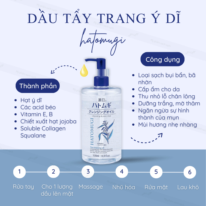 Dầu tẩy trang Hatomugi Cleansing & Pore Clear Nhật Bản 500ml