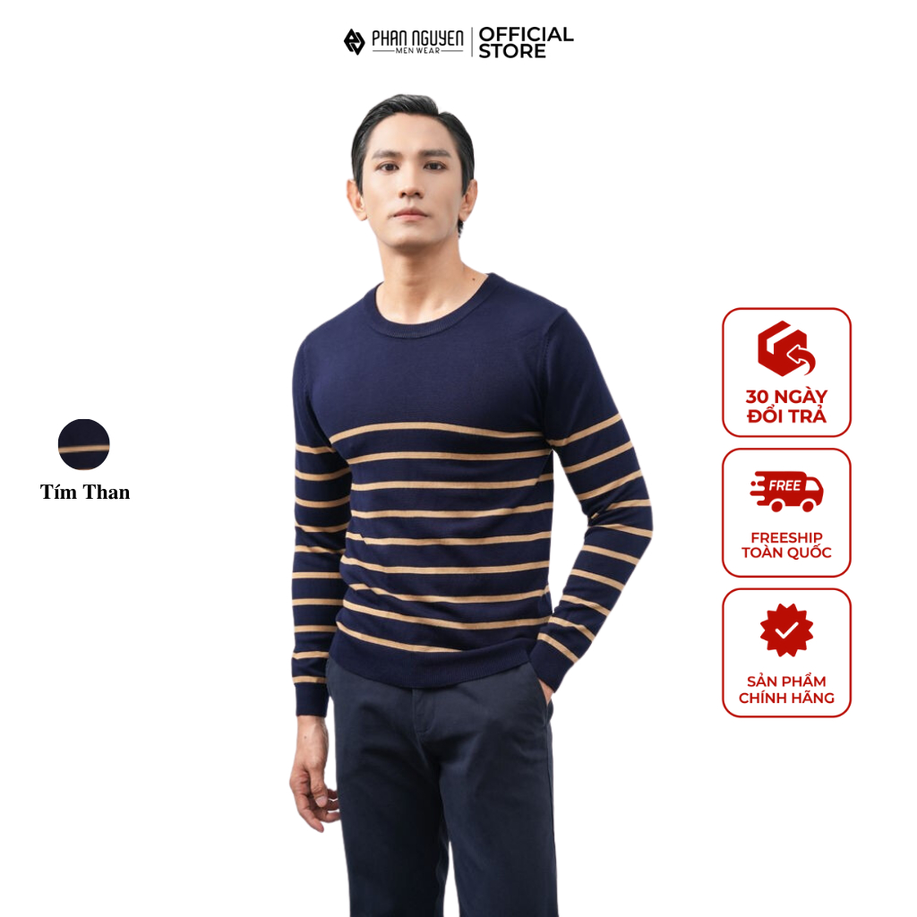 Áo len nam cổ tròn dài tay Phan Nguyễn, chất liệu thoáng khí, thấm hút tốt, không tích điện, giữ ấm cơ thể, nhẹ ALD.227