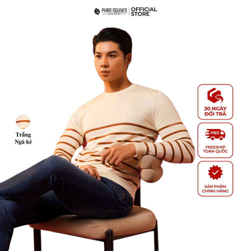 Áo len nam họa tiết kẻ Phan Nguyễn, chất liệu cao cấp, thoáng khí, thấm hút tốt, nhẹ, không tích điện, ấm áp ALD.228