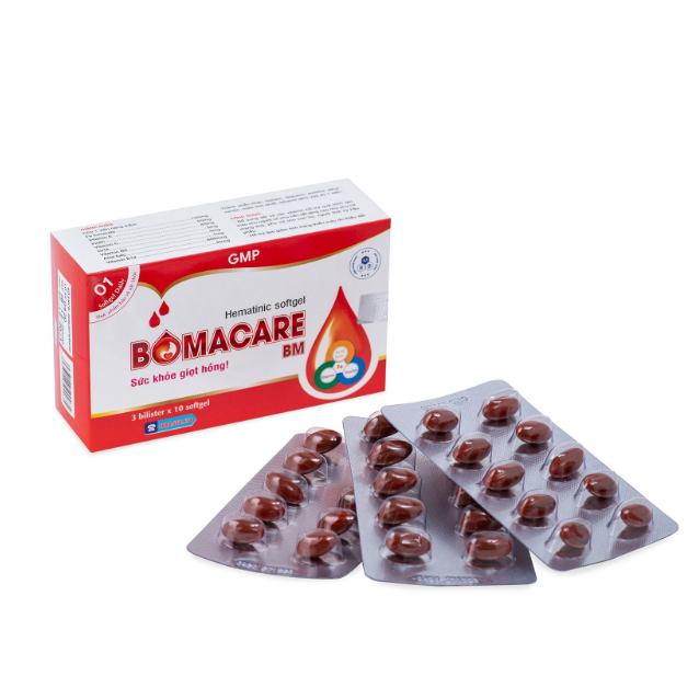 Viên sắt bổ máu Bomacare-Bm, sắt hữu cơ không nóng không táo.