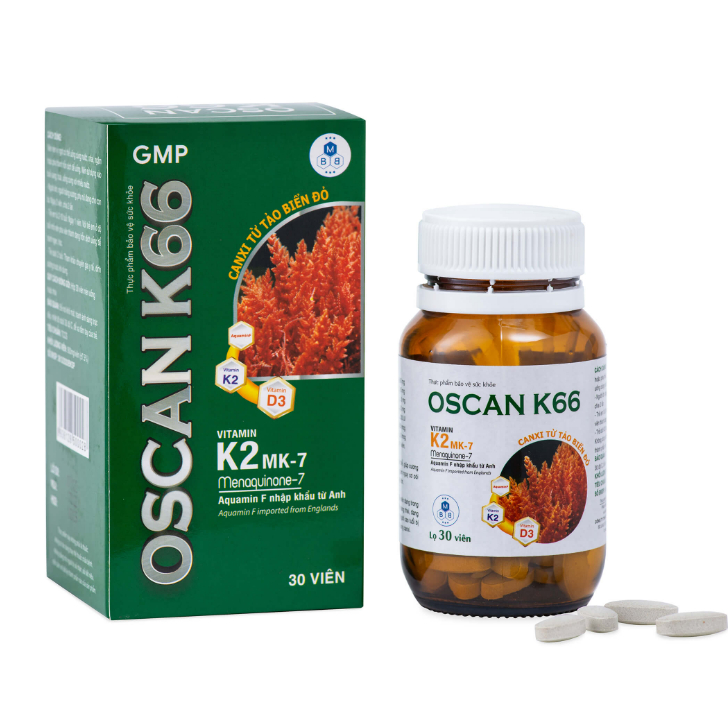 Oscan k66 canxi từ tảo biển đỏ, vitamin k2 mk7, vitamin d3, aquamin F nhập khẩu từ anh.