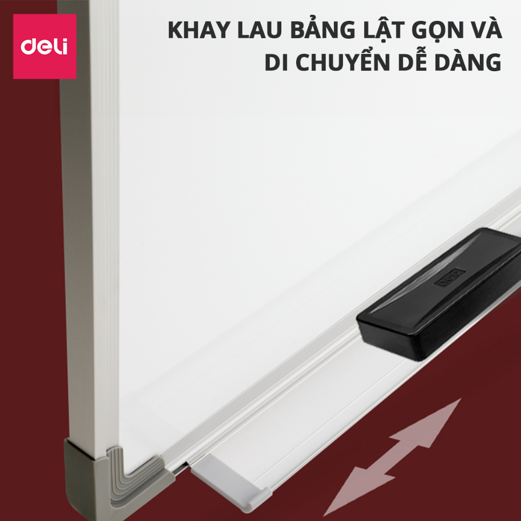 Bảng Từ Trắng 60x90cm Viết Bút Lông Deli Bảng Mica Nam Châm Nhiều Kích Cỡ - Có Khay Đựng - Phù Hợp Học Sinh Văn Phòng