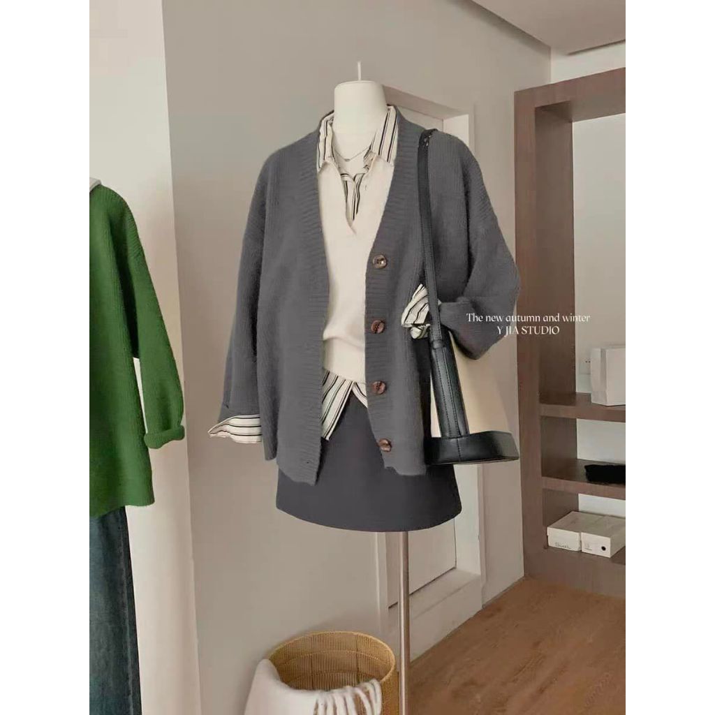 Áo khoác cadigan trơn mềm 4 cúc dày dặn nhiều màu