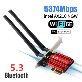 Card wifi 6e intel ax210 3 băng tần tích hợp bluetooth 5.3 cho máy tính để bàn, combo card wifi 6e ax210 + bt 5.3 pcie1x