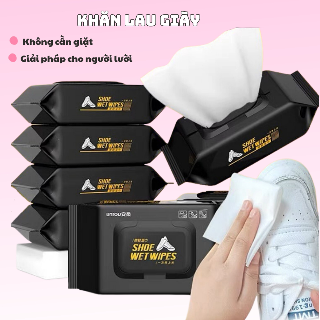 Khăn lau giày nhanh SHOE WET WIPES siêu sạch , nhanh chóng cho người lười