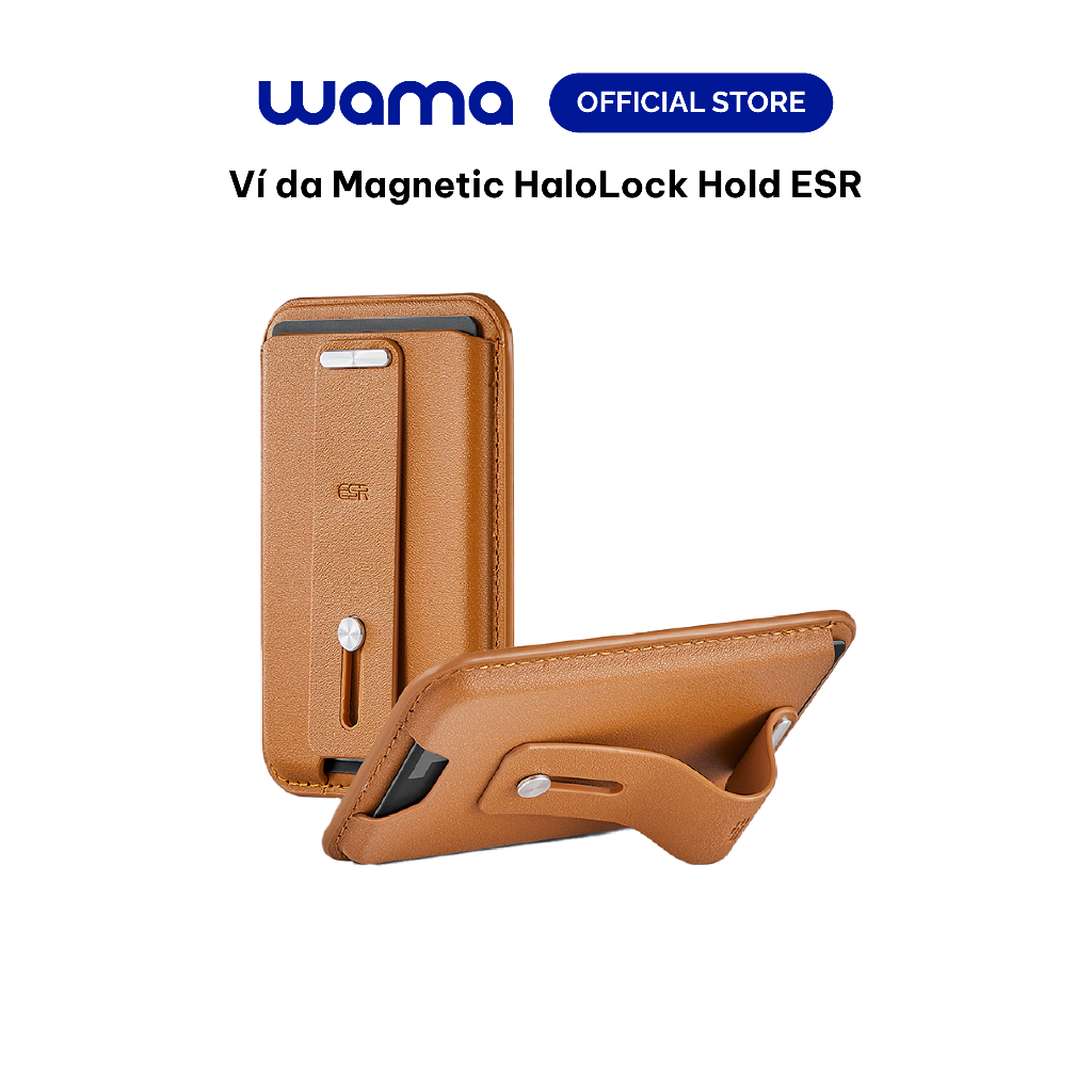 Ví da Magnetic ESR HaloLock Hold 2K612 màu nâu tương thích iPhone 12 trở lên