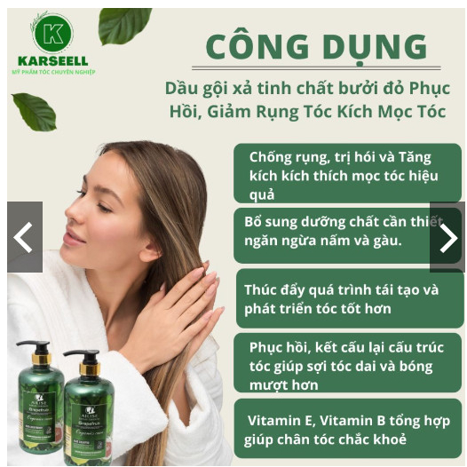 Dầu gội xả bưởi AILISE Grapefruit Repair Essence Ngăn Rụng Kích Thích Mọc Tóc Phục Hồi Tóc 850mlx2  Bộ sản phẩm dầu gội
