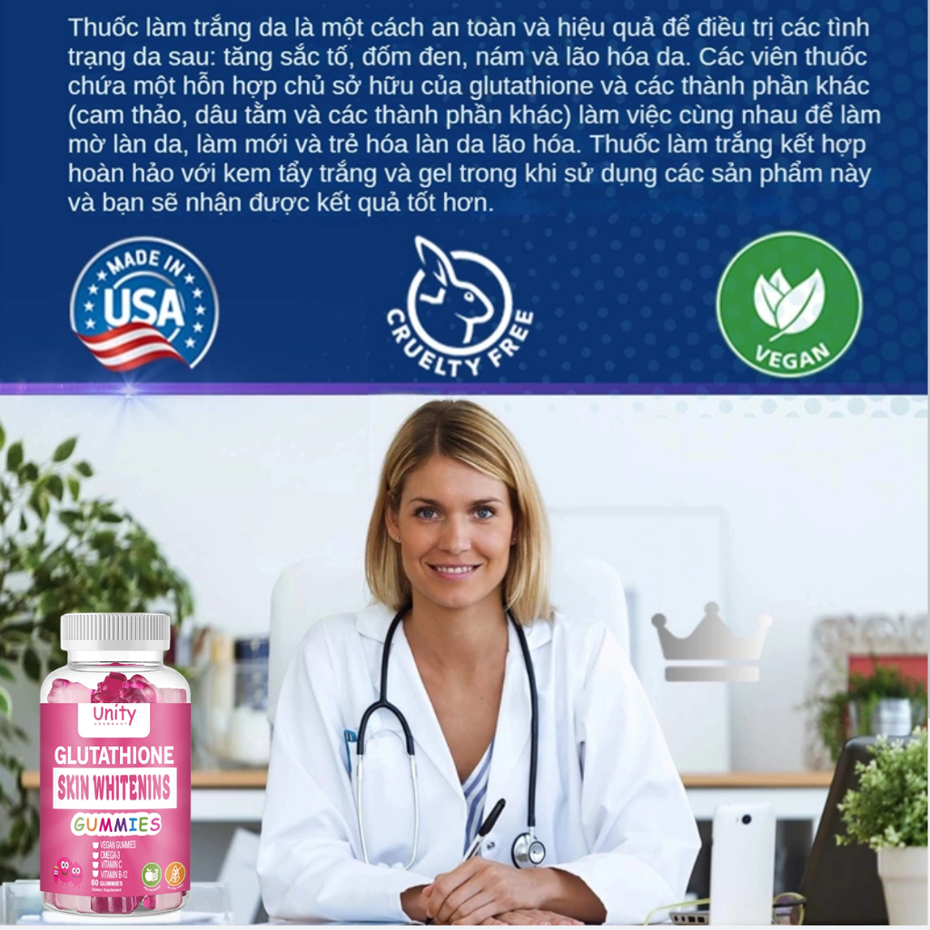 Viên uống trắng da Glutathione Collagen Chống lão hóa Làm trắng Cải thiện làn da