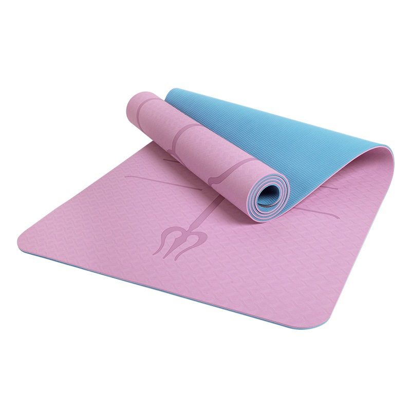 Thảm Yoga 8mm 2 Lớp Định Tuyến Cao Cấp Kèm Túi Chống Trơn Trượt, Đàn Hồi, Thấm Hút Mồ Hôi Tốt